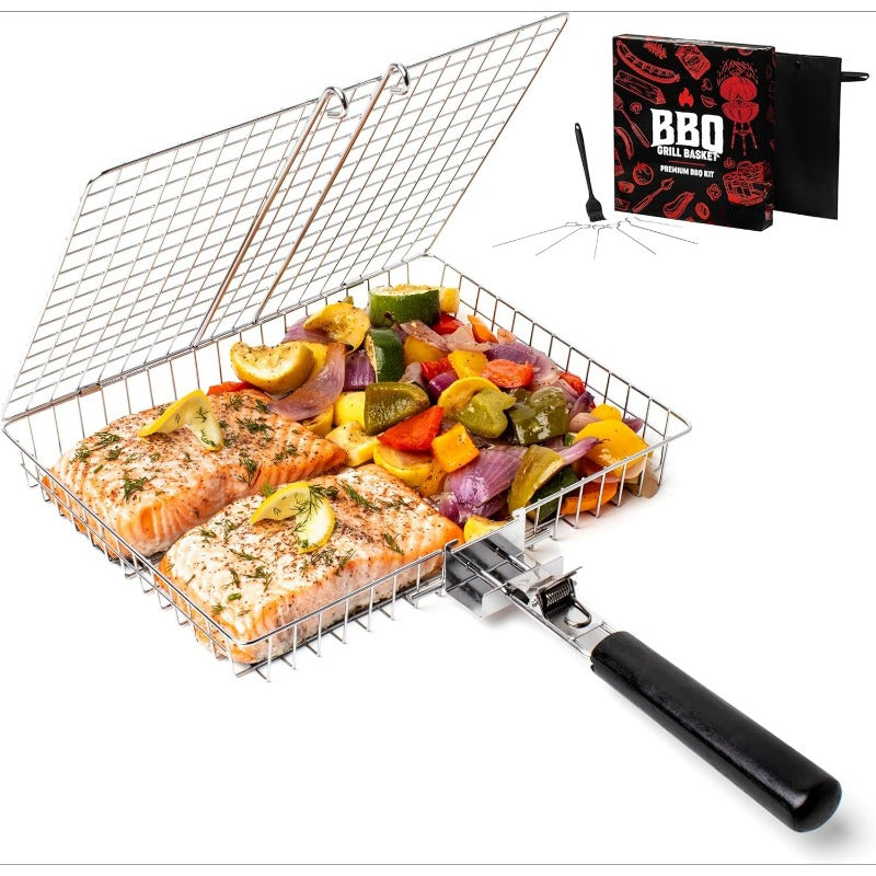 Sesta para barbacoa de acero inoxidable.