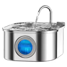 Alimentador de agua para mascotas de acero inoxidable.